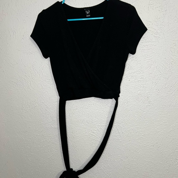 Windsor Black Crop Blouse with Tie Front - Picture 1 of 6